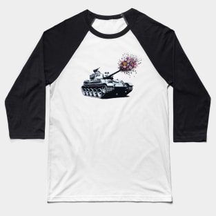 Flower Power Tank Banksy Style Baseball T-Shirt